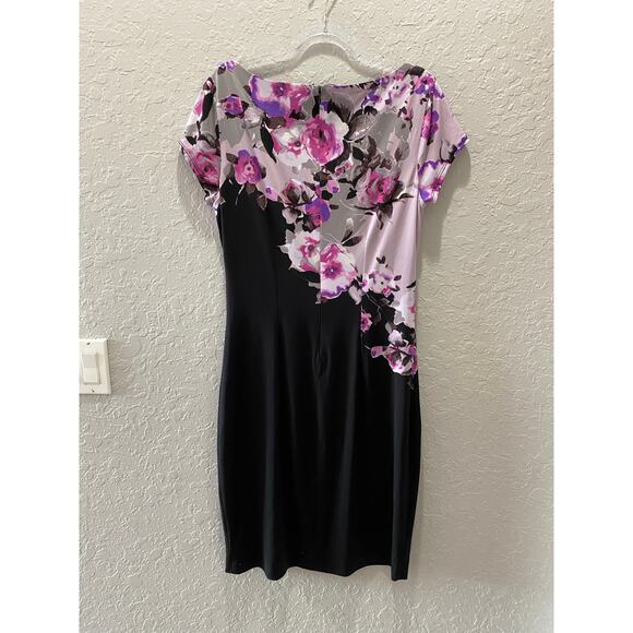 Cache Women's Black Floral Short Sleeve Dress Sz M Dressy, Career, Event, Party - Picture 6 of 8